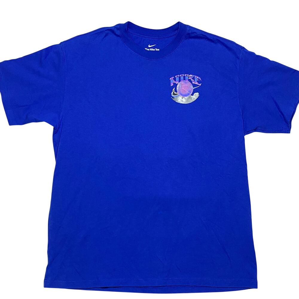 The Nike Tee Swoosh Max 90 Basketball T-Shirt Mens Large Blue No Fly Zone